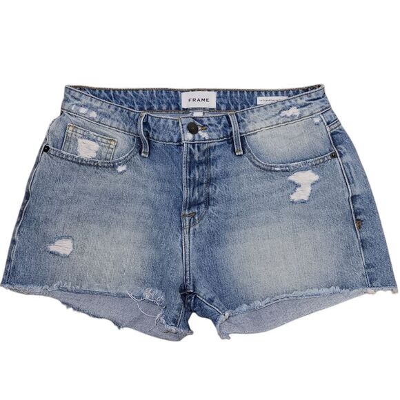 FRAME Le Grand Garçon Raw Edge Shorts Size 26 - Picture 2 of 8